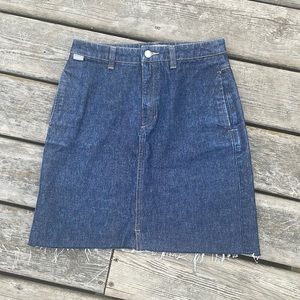 Esprit Dark Wash Raw Hem Denim Skirt